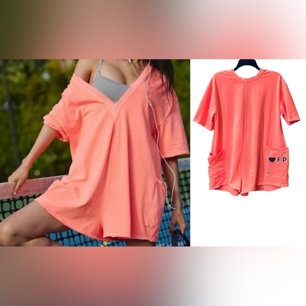 NWOT Free People 🩶 FP Hot Shot Tee Romper - Picture 2 of 15